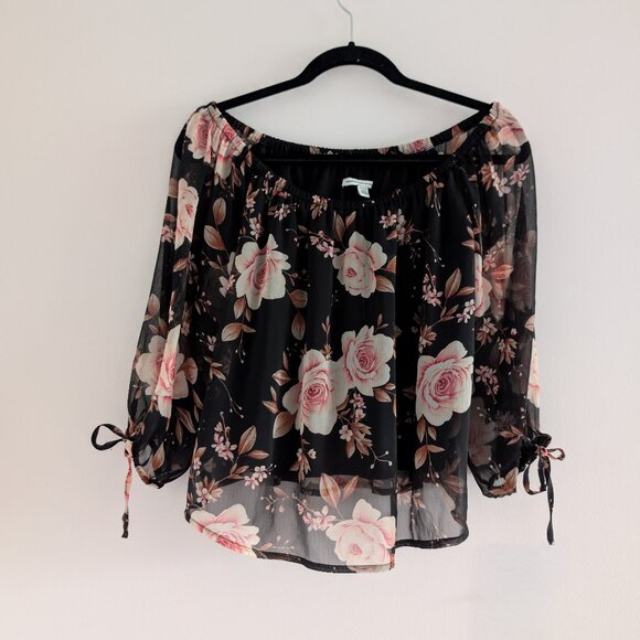 American Girl Tops - 3/$30 Off the shoulder floral blouse